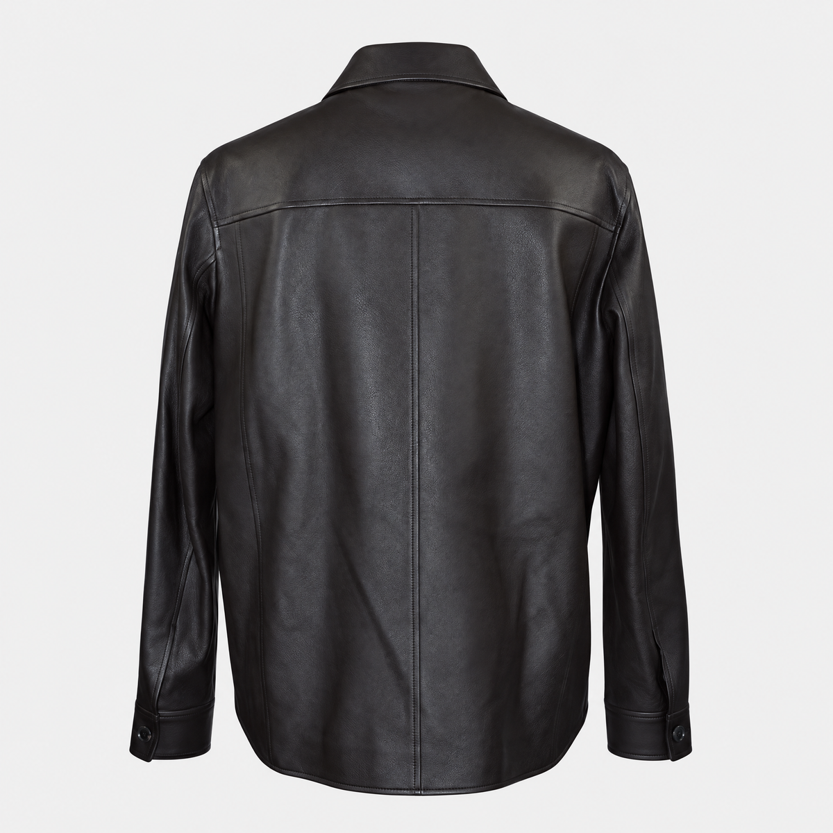 Dark Brown Calfskin Leather Shirt Jacket