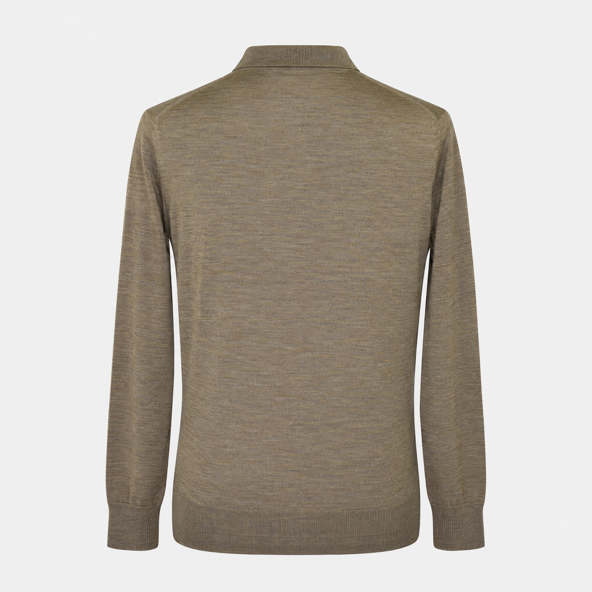 Taupe Melange Virgin Wool Longsleeve Polo (EU 48)