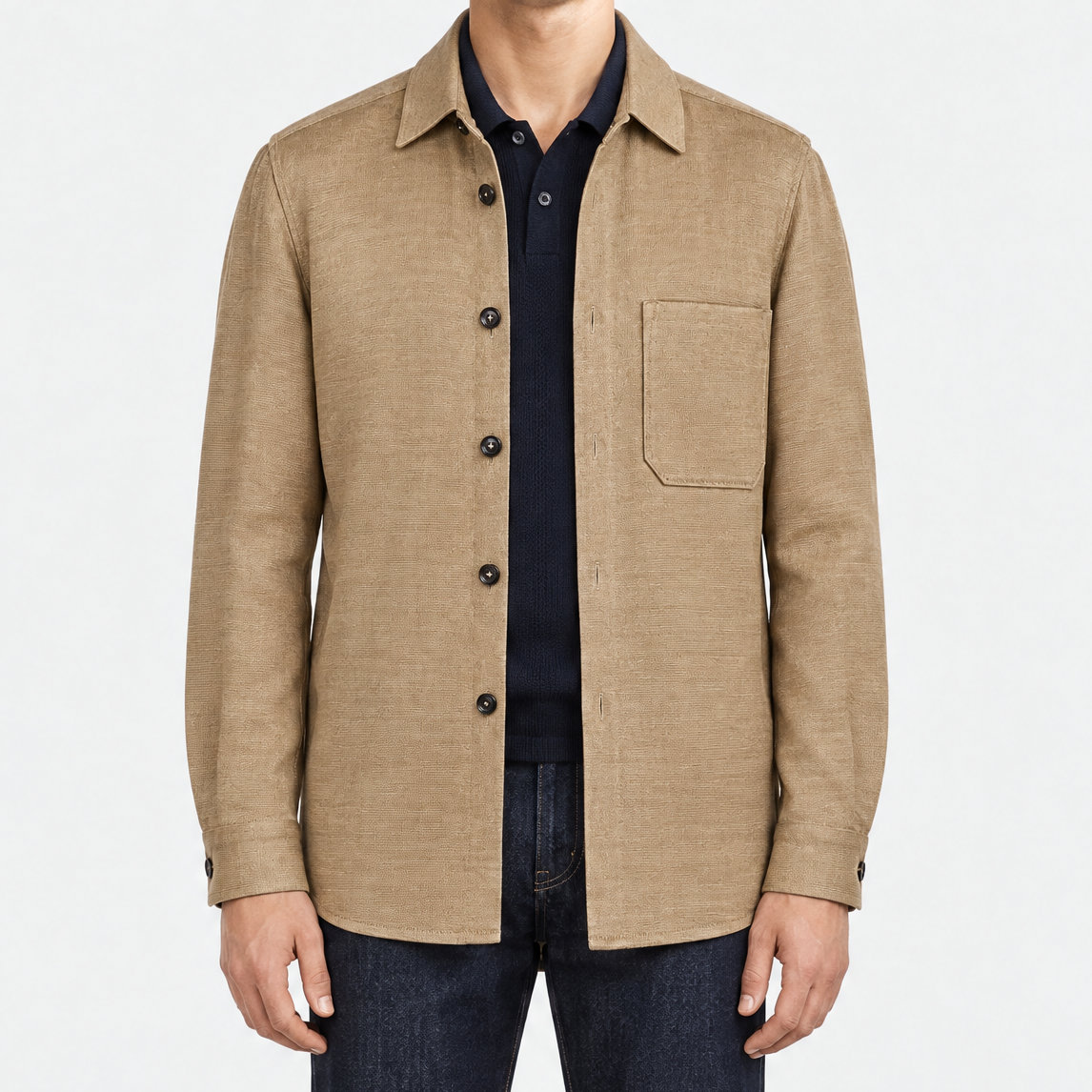 Linen Deconstructed Overshirt Jacket