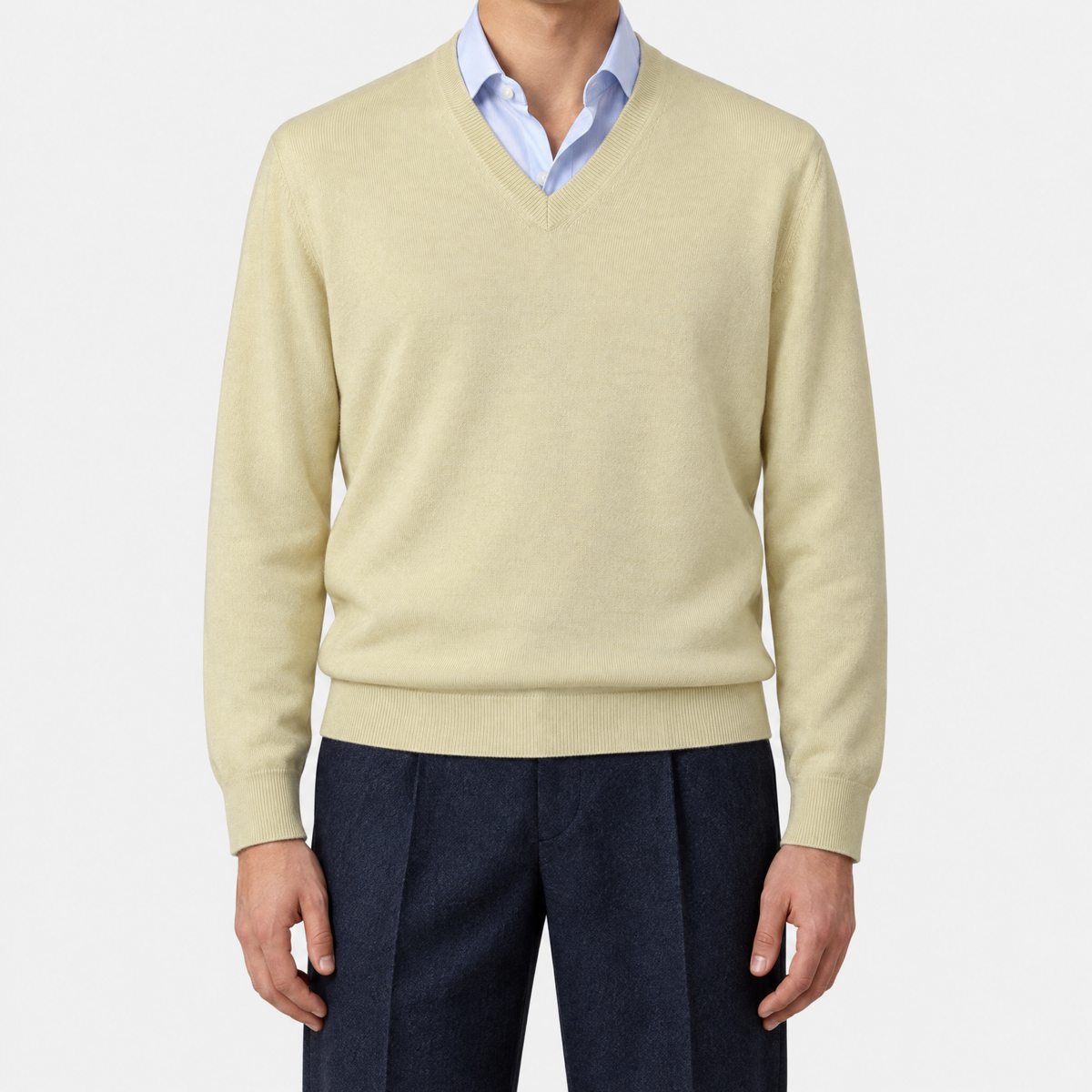 Yellow V Neck Cashmere