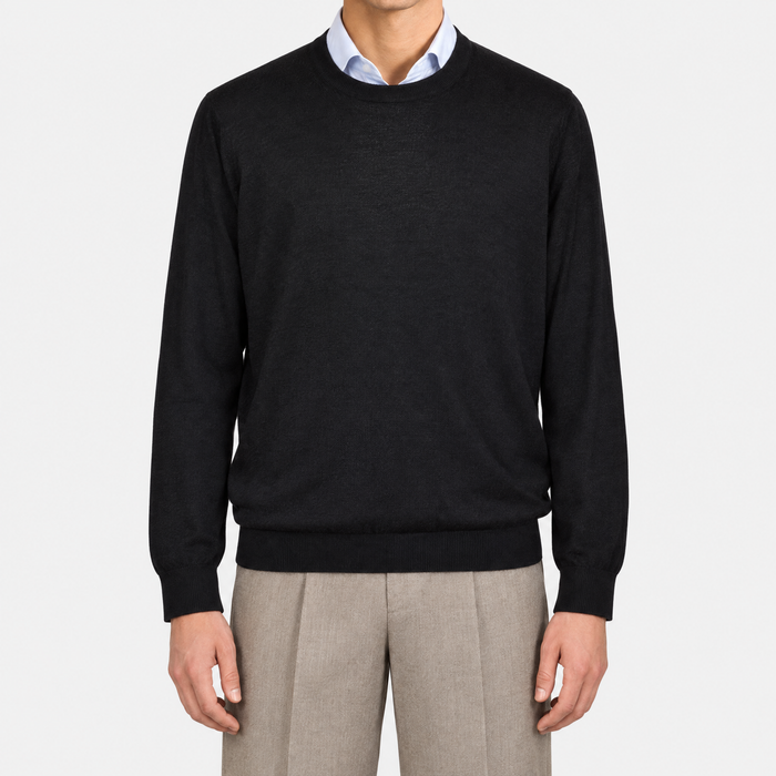 Black Cashmere/Silk/Wool Sweater (EU 56)