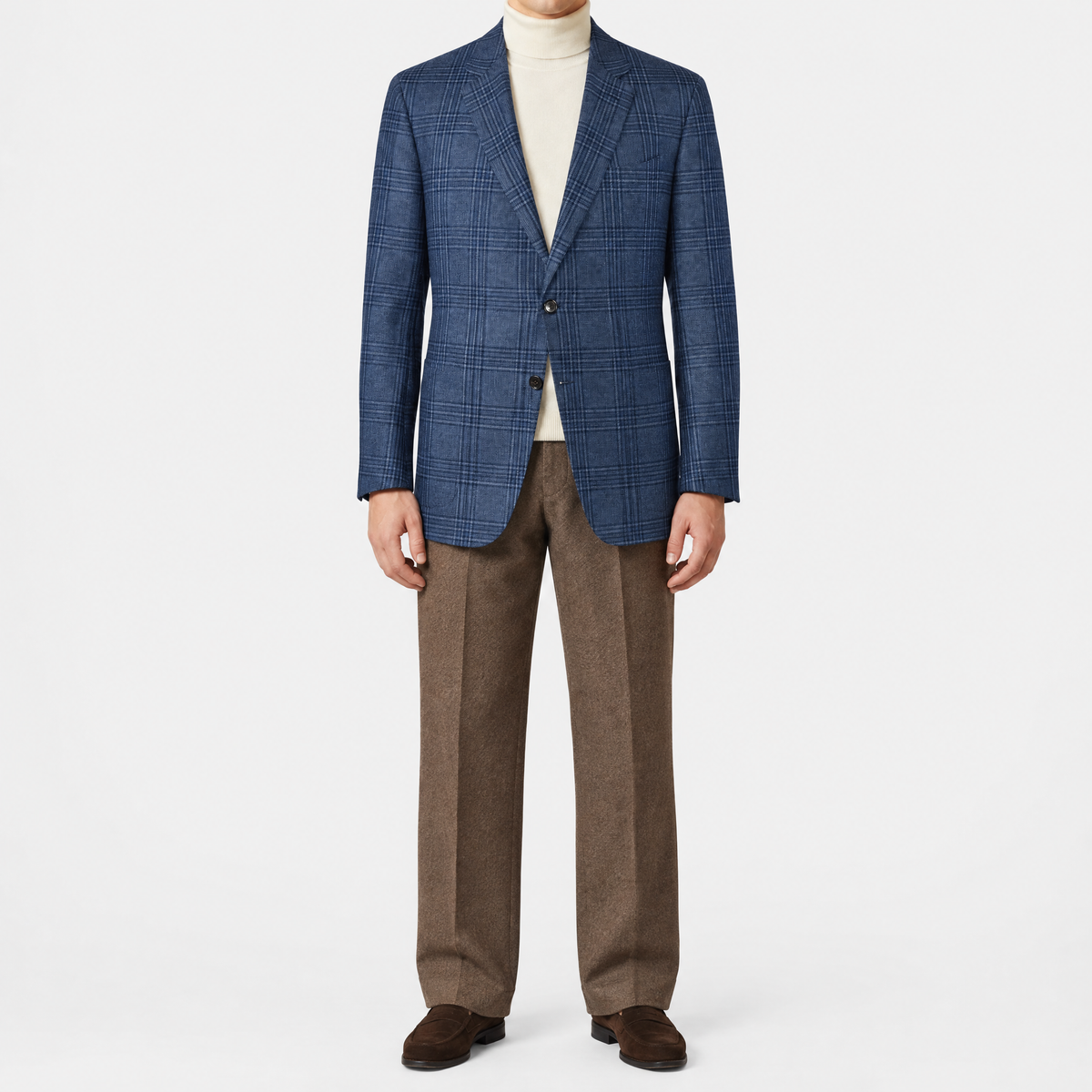 Ing Loro Piana Blue Checked Blazer Cashmere