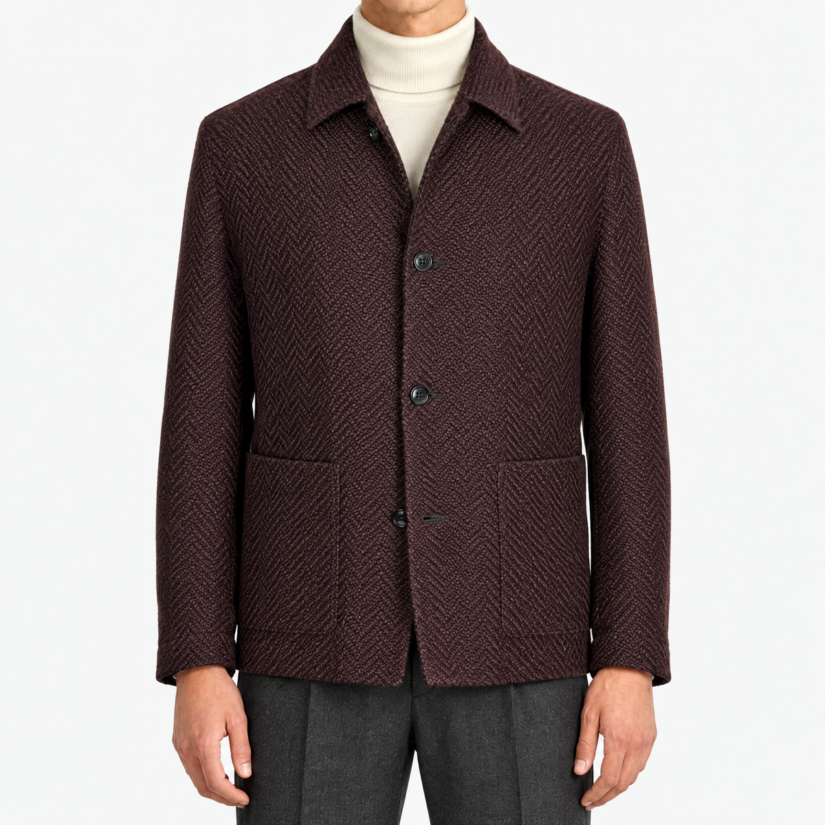 Burgundy Brown Alpaca Chore Jacket