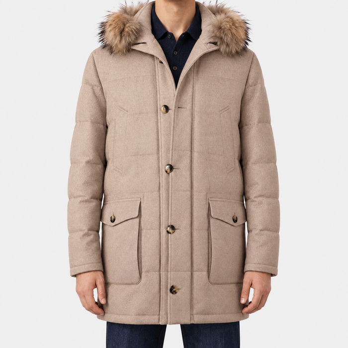 Beige Westernbrook Cashmere Down Parka