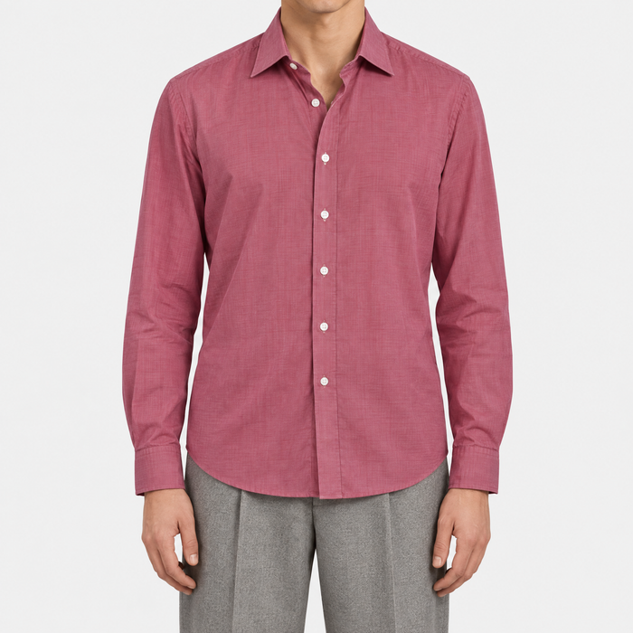 Raspberry Fil-a-Fil Cotton Shirt