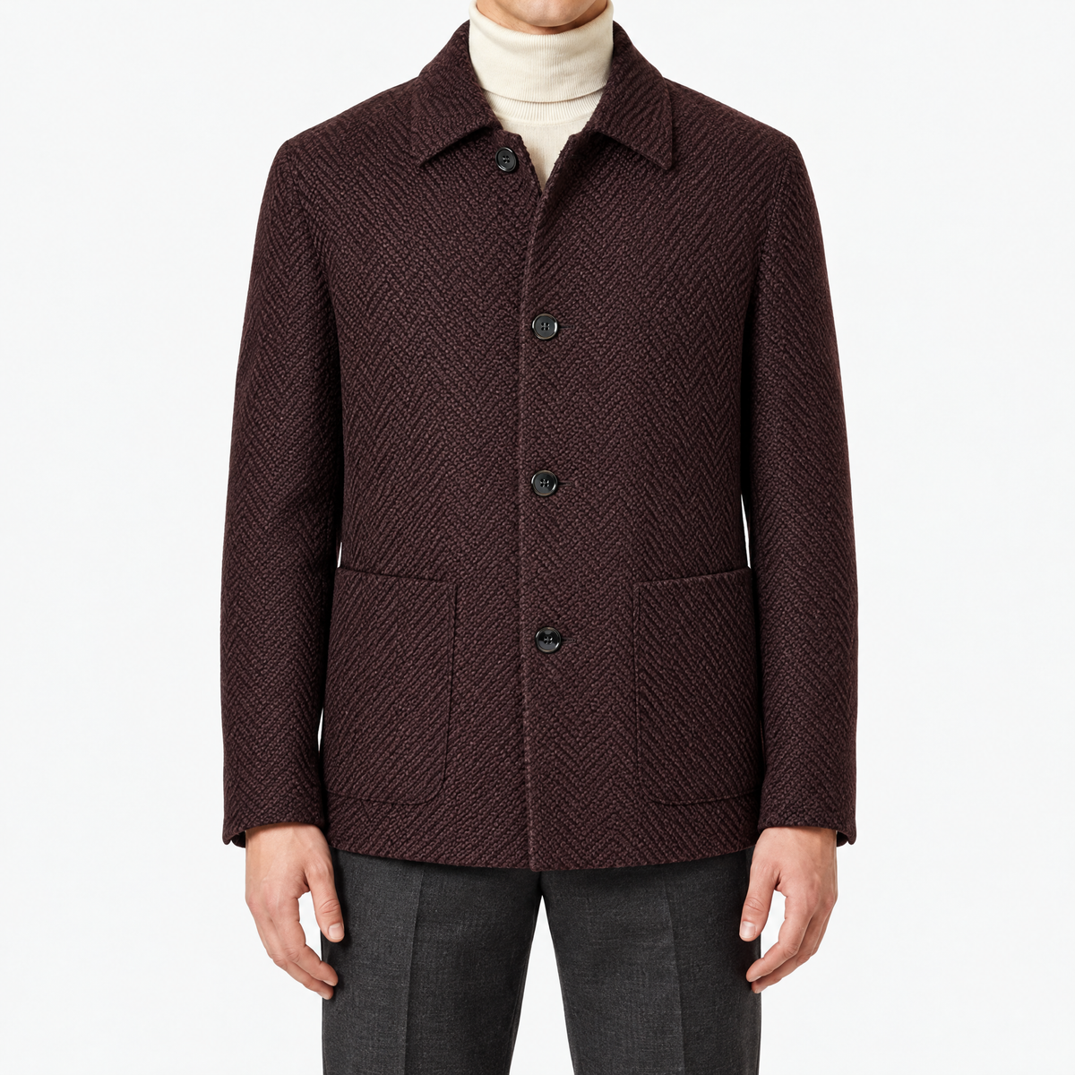 Burgundy Brown Alpaca Chore Jacket