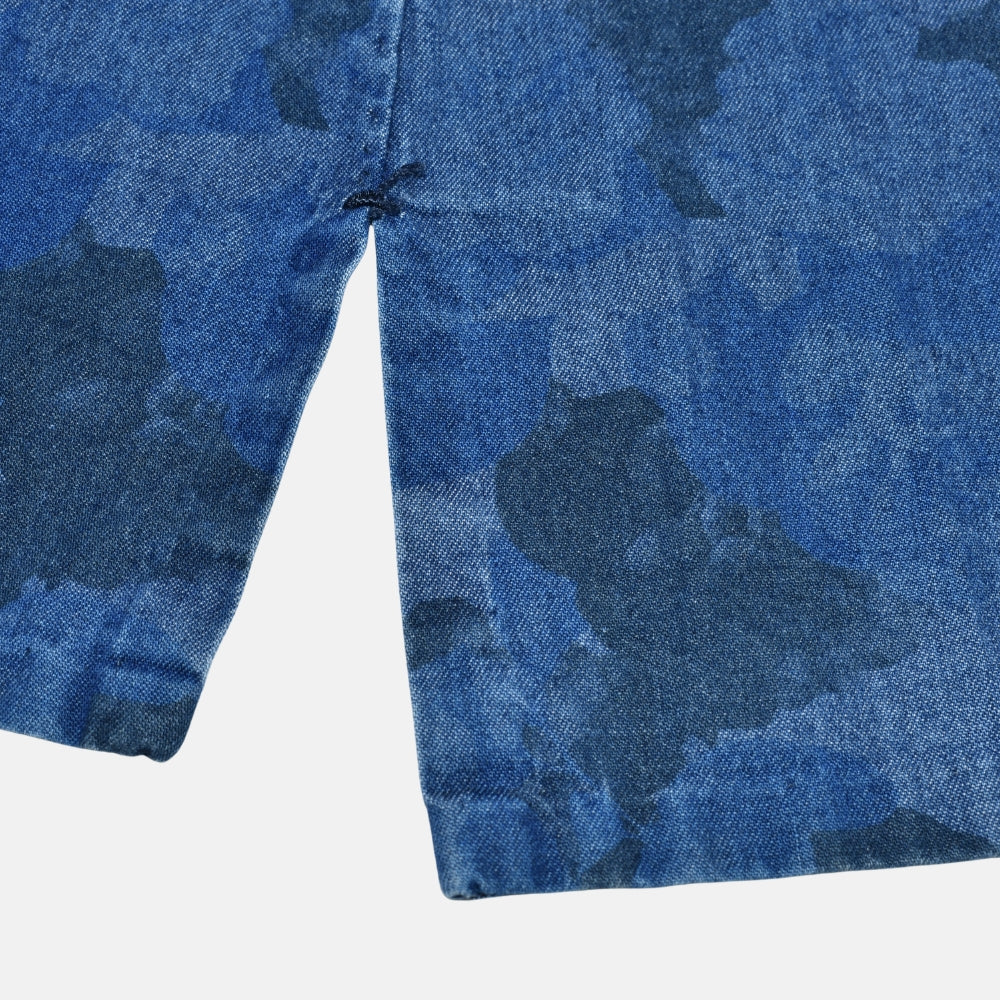 Blue Floral Print Denim Shirt
