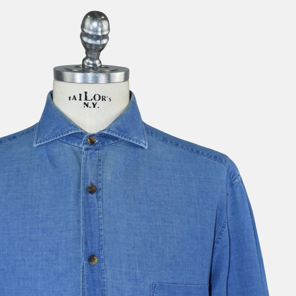 Washed Indigo Linen Cotton Shirt