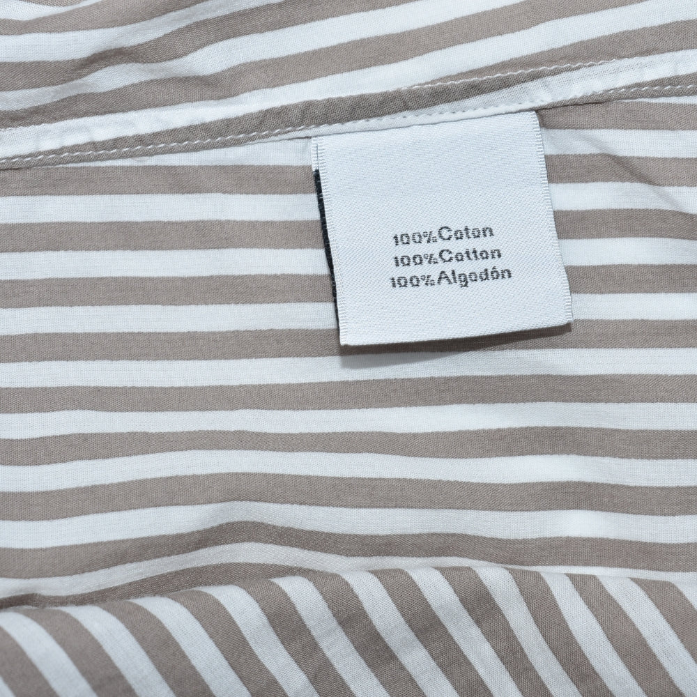 Taupe Stripe Cotton Shirt with Floral Print
