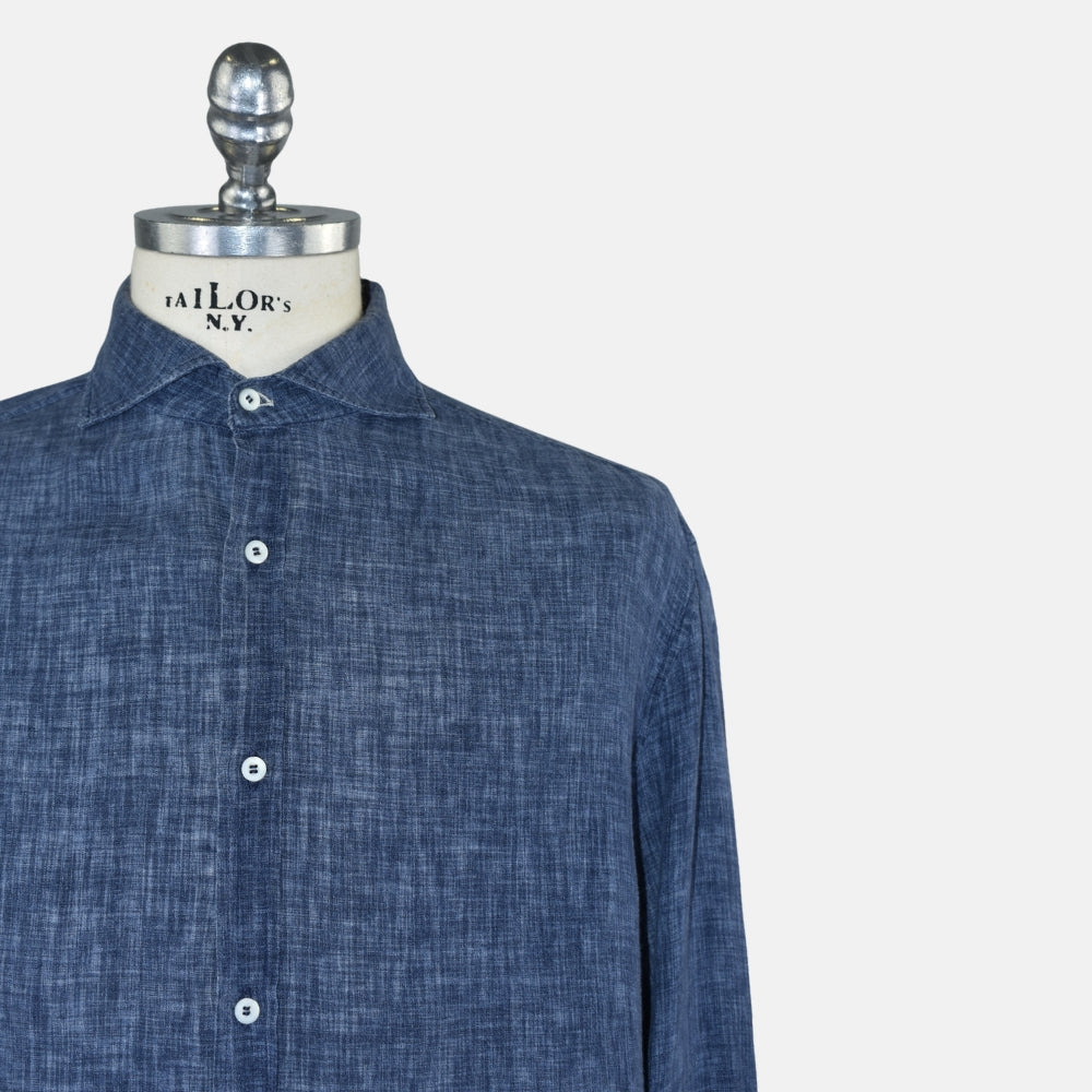 Navy Melange Linen Shirt