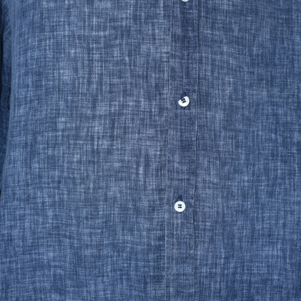Navy Melange Linen Shirt
