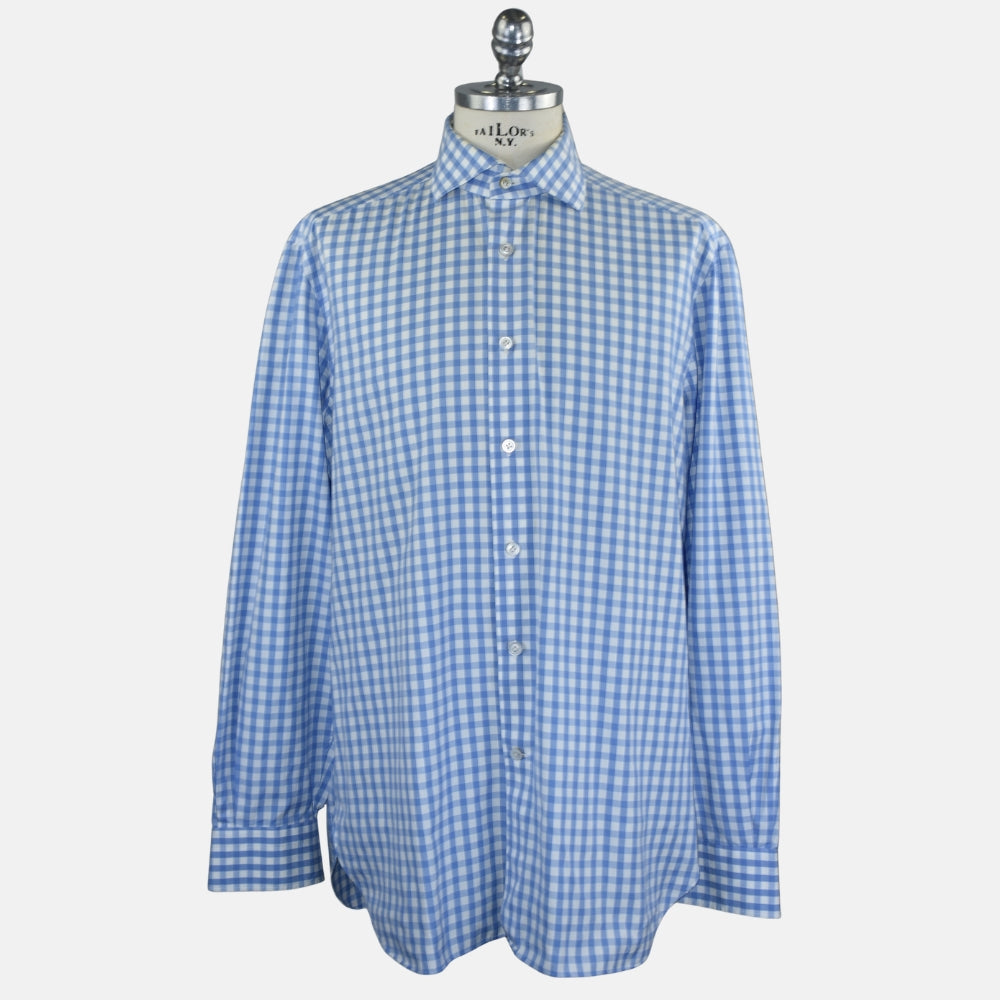 Light Blue Gingham Cotton Shirt