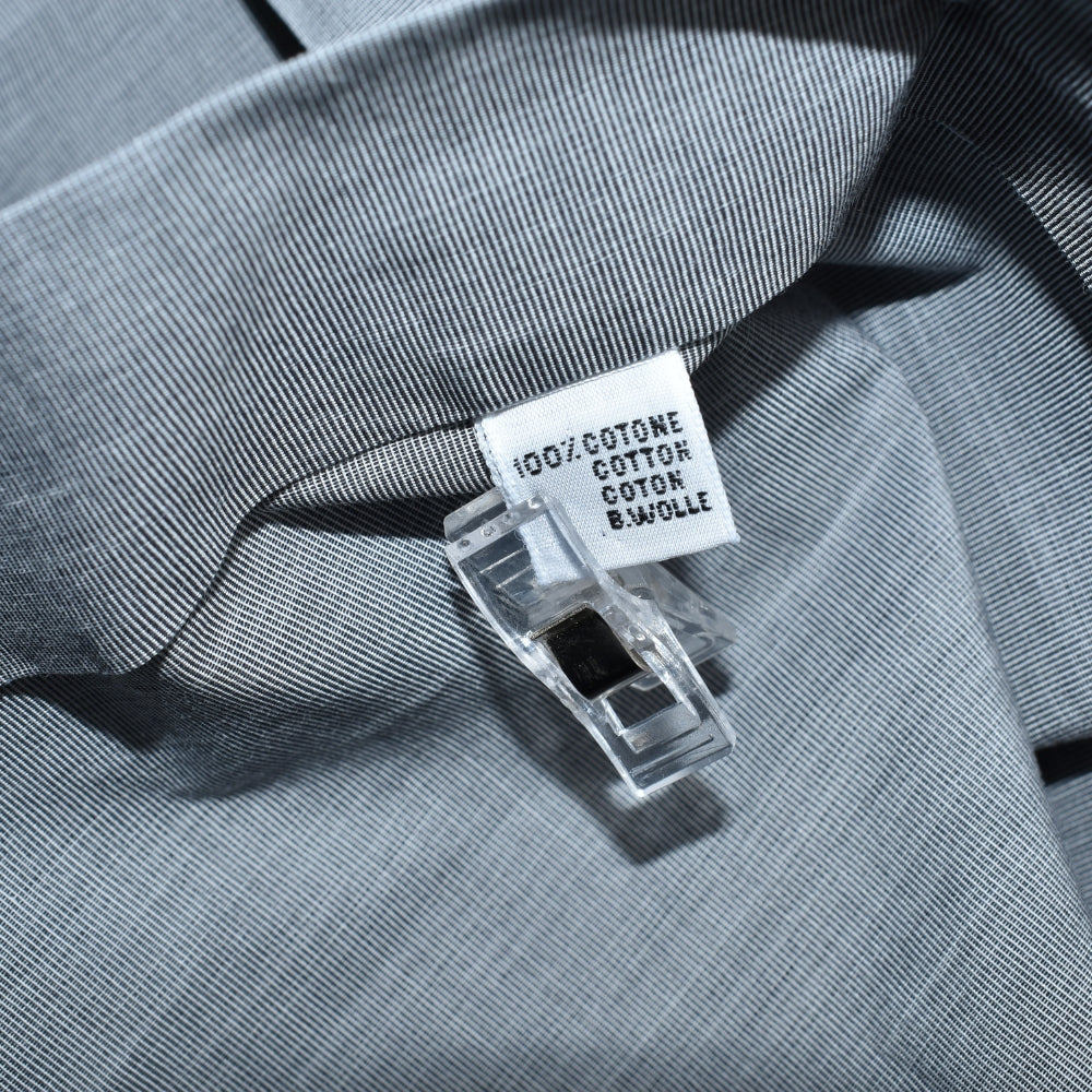 Grey Cotton Shirt with White Contrast Collar