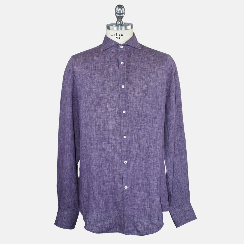 Aubergine Melange Linen Shirt