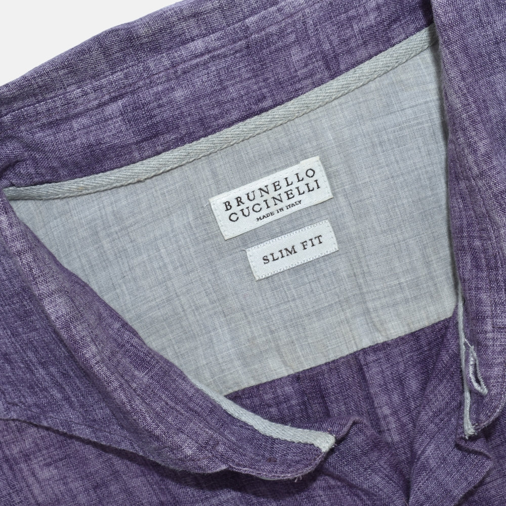 Aubergine Melange Linen Shirt
