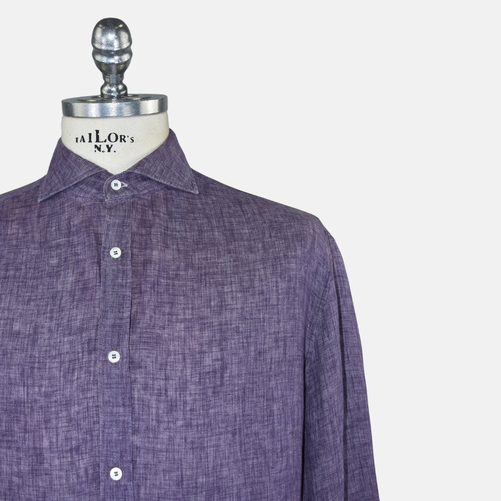 Aubergine Melange Linen Shirt