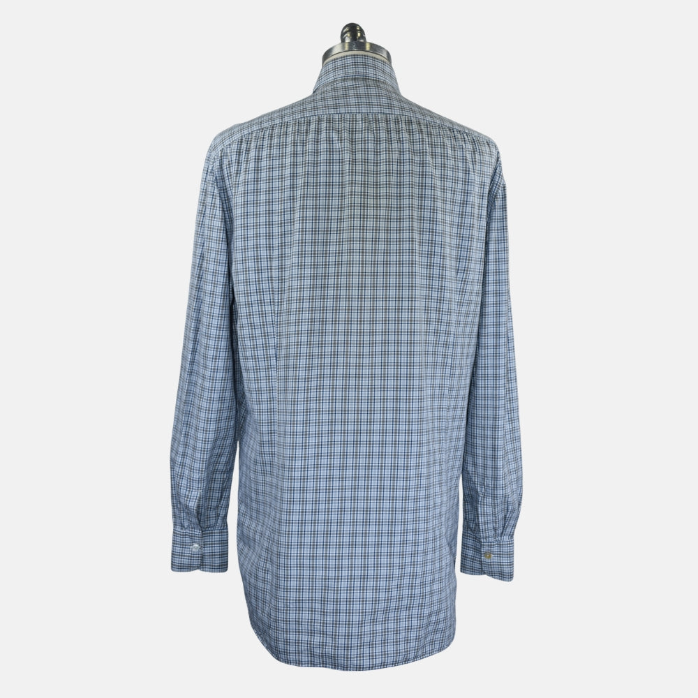 Blue Navy Check Cotton Shirt