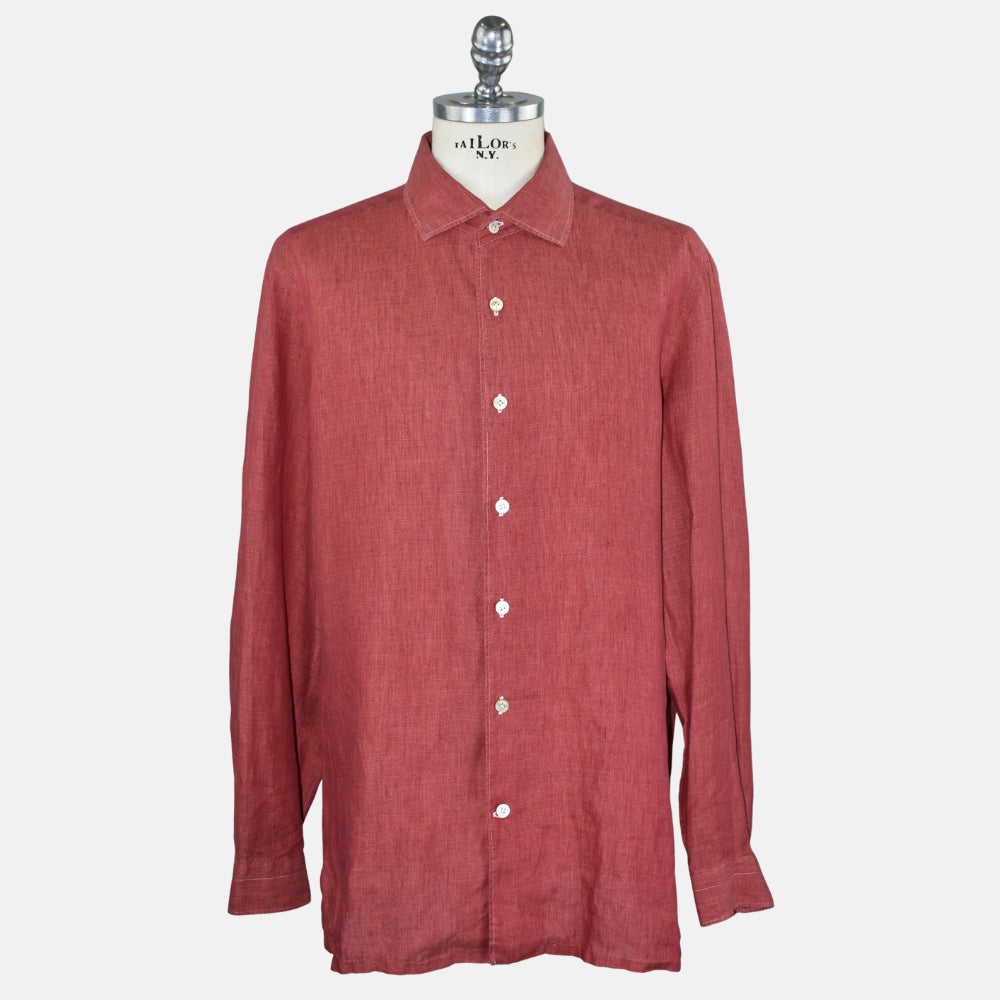 Coral Red Linen Shirt