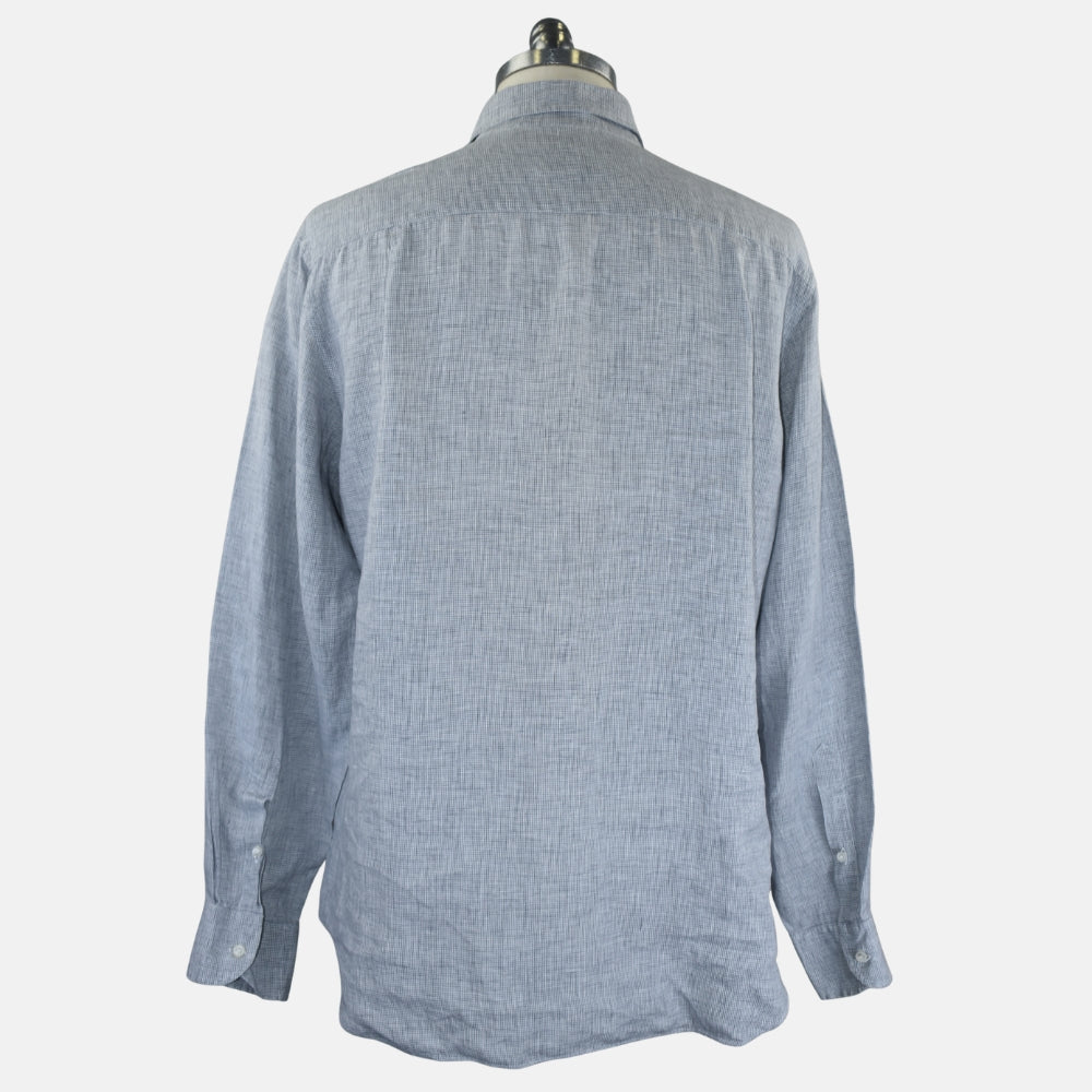 Grey Houndstooth Linen Shirt