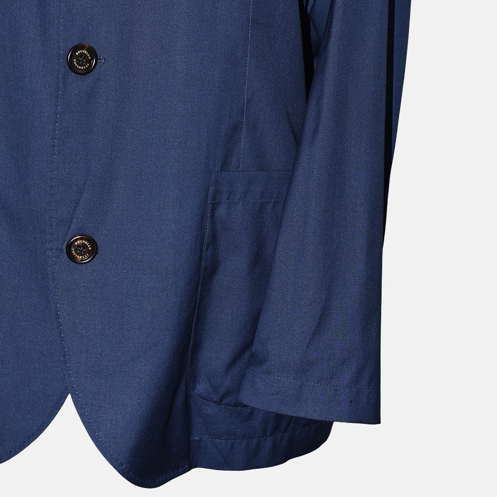 Navy Wool Silk Blazer