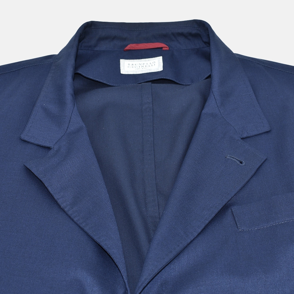 Navy Wool Silk Blazer
