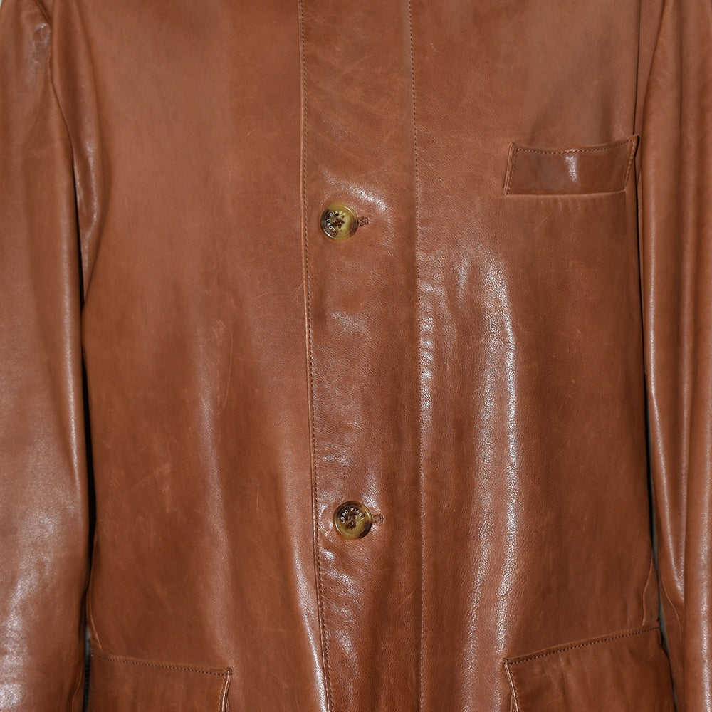 Cognac Leather Roadster Jacket