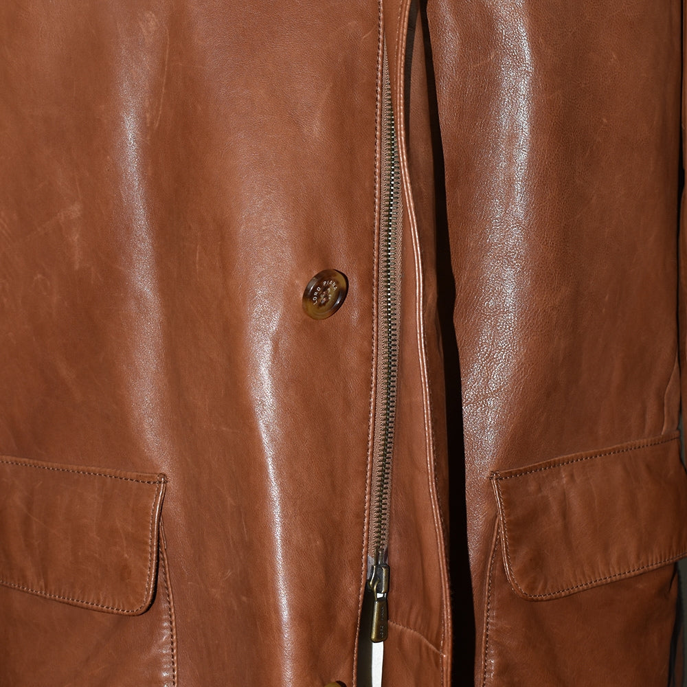 Cognac Leather Roadster Jacket