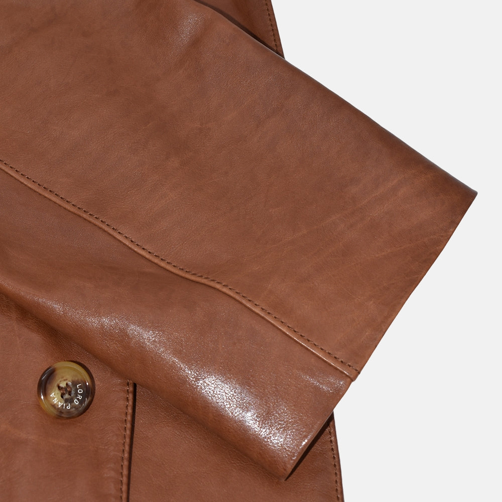 Cognac Leather Roadster Jacket