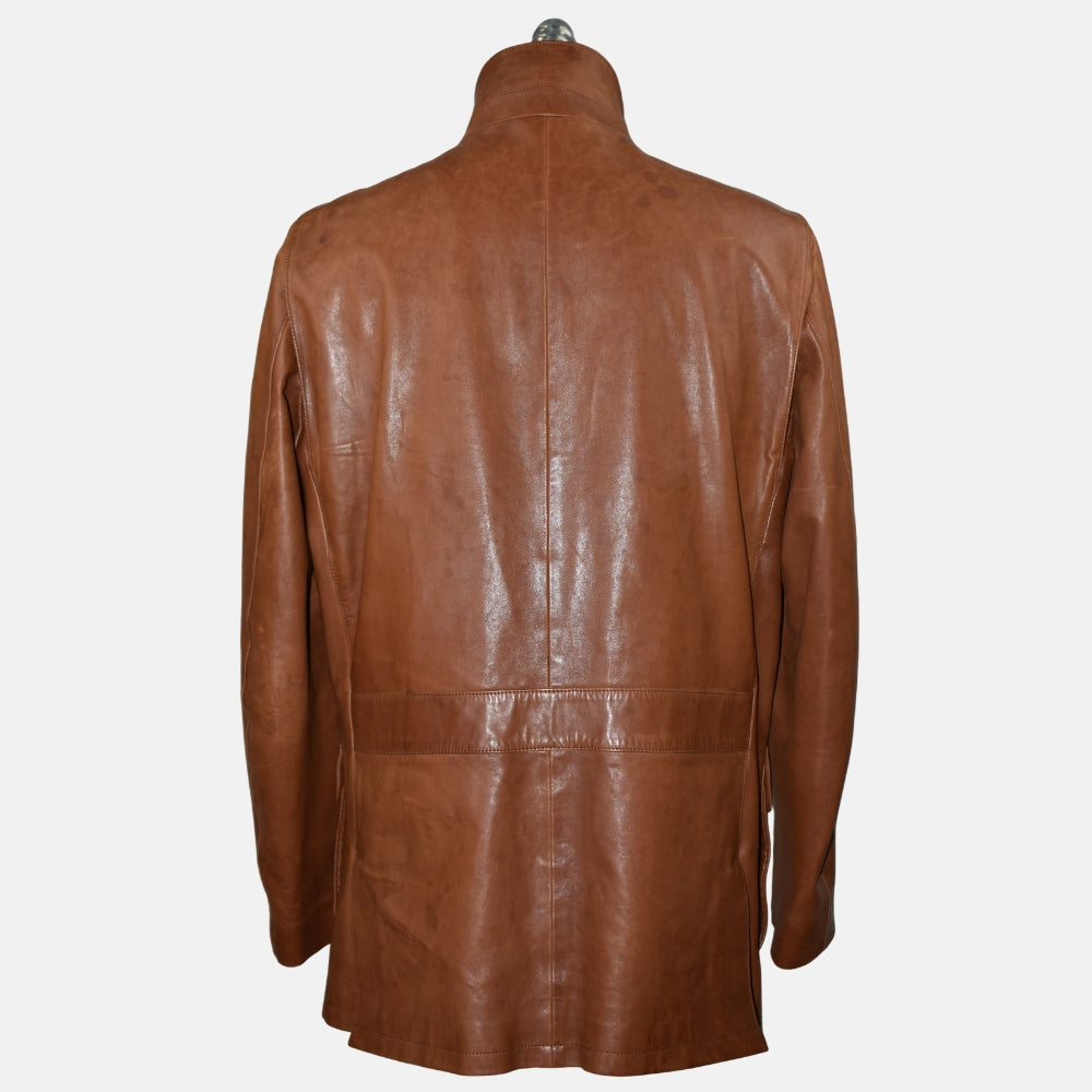 Cognac Leather Roadster Jacket