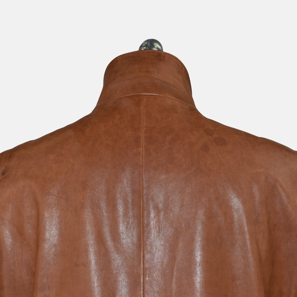 Cognac Leather Roadster Jacket