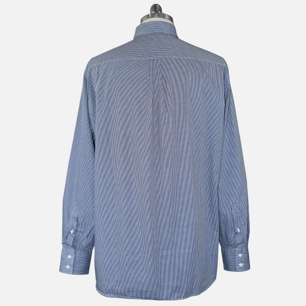 Navy Gingham Button-Down Cotton Shirt