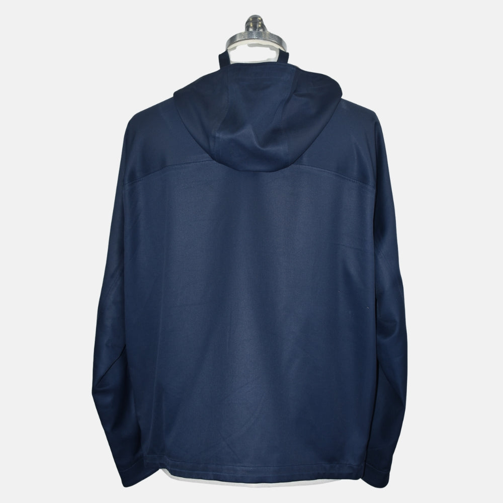 Navy Rain System Hooded Silk Jacket
