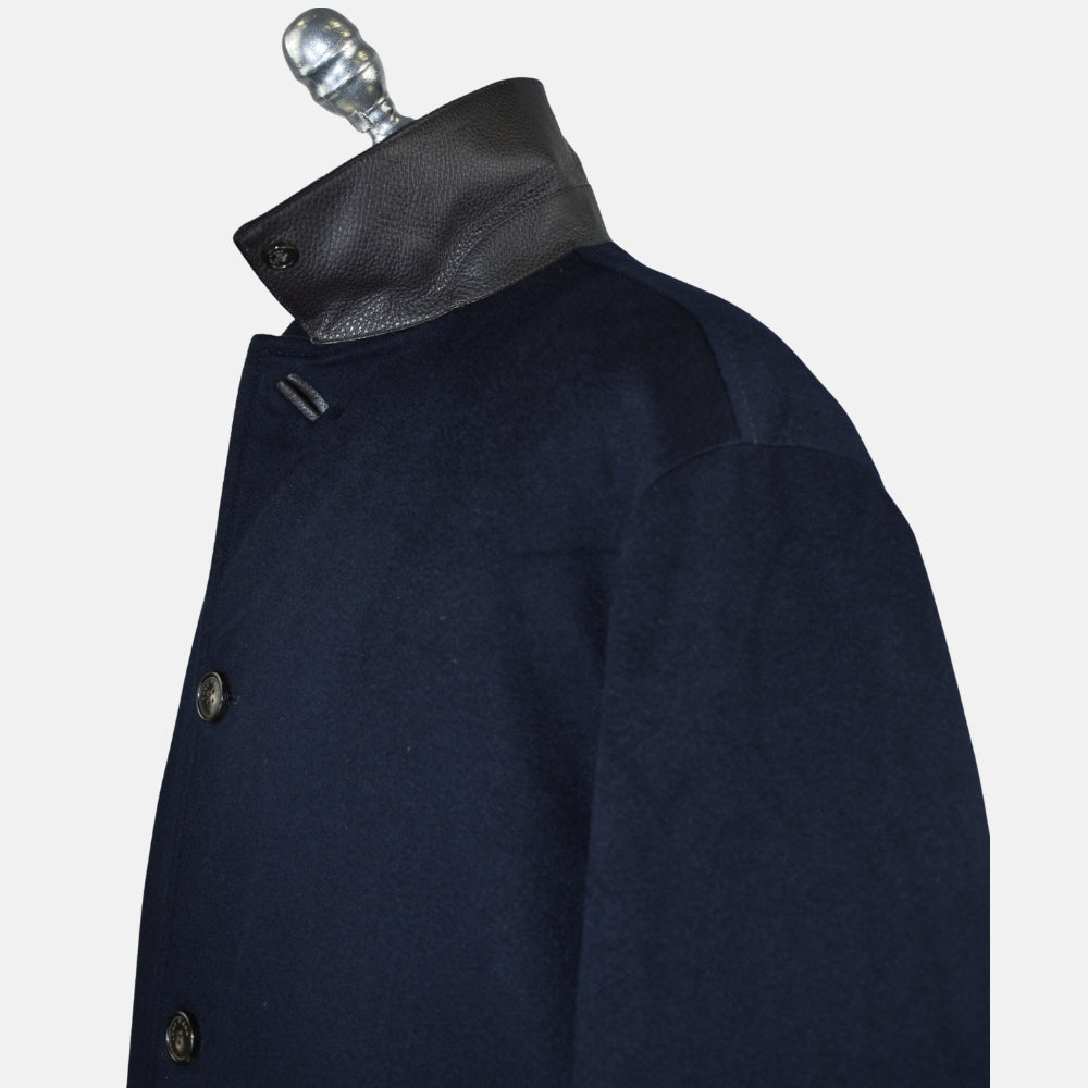 Navy Cashmere Coat with Nutria Fur Lining
