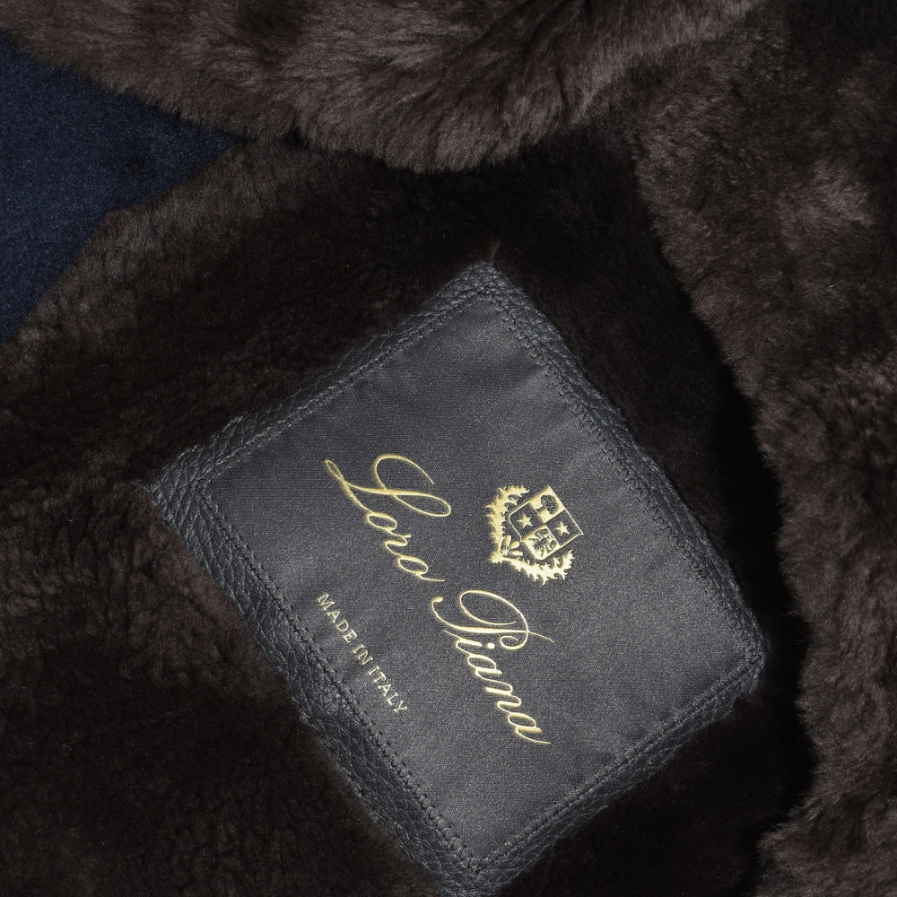 Navy Cashmere Coat with Nutria Fur Lining