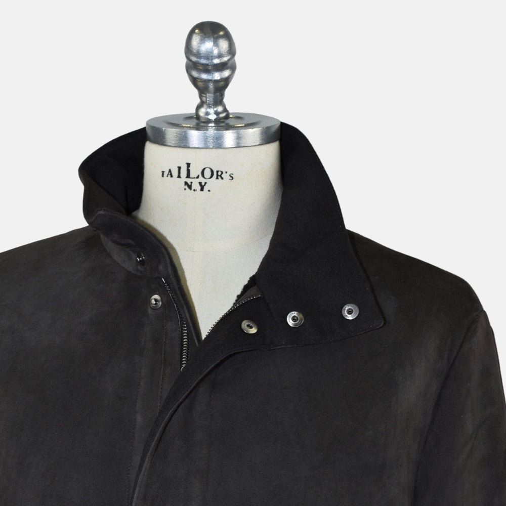 Dark Brown Shearling Car Coat