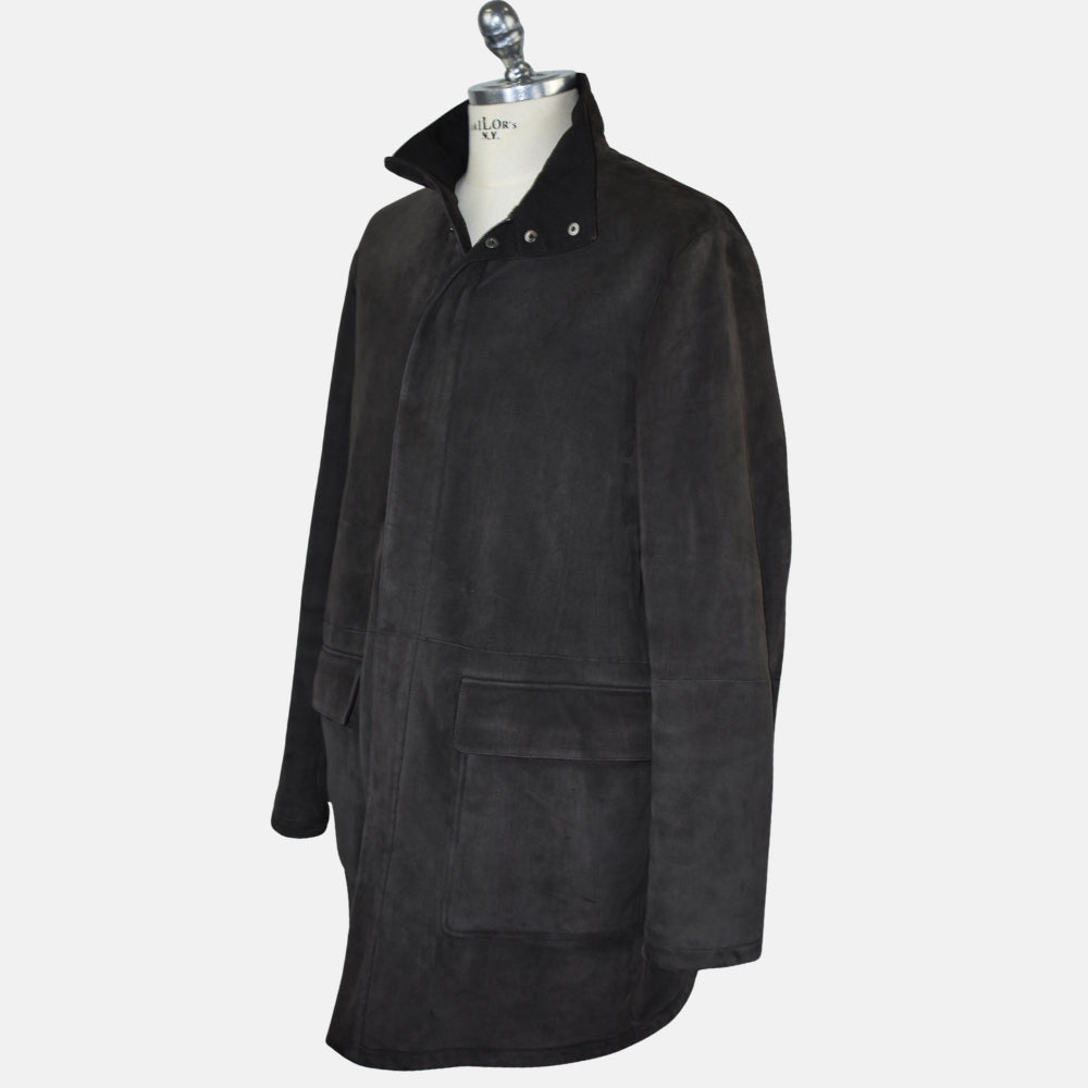 Dark Brown Shearling Car Coat