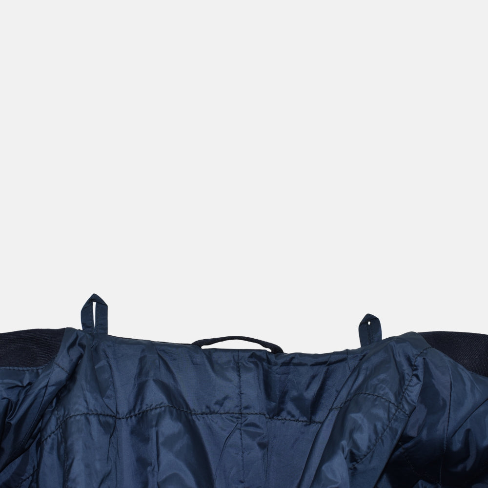 Navy Wool Overcoat with Detachable Quilted Gilet
