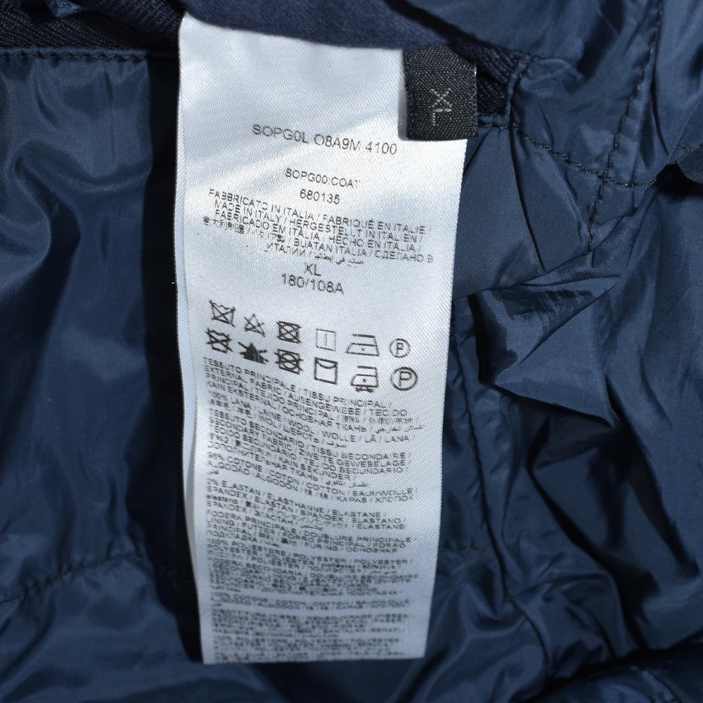 Navy Wool Overcoat with Detachable Quilted Gilet