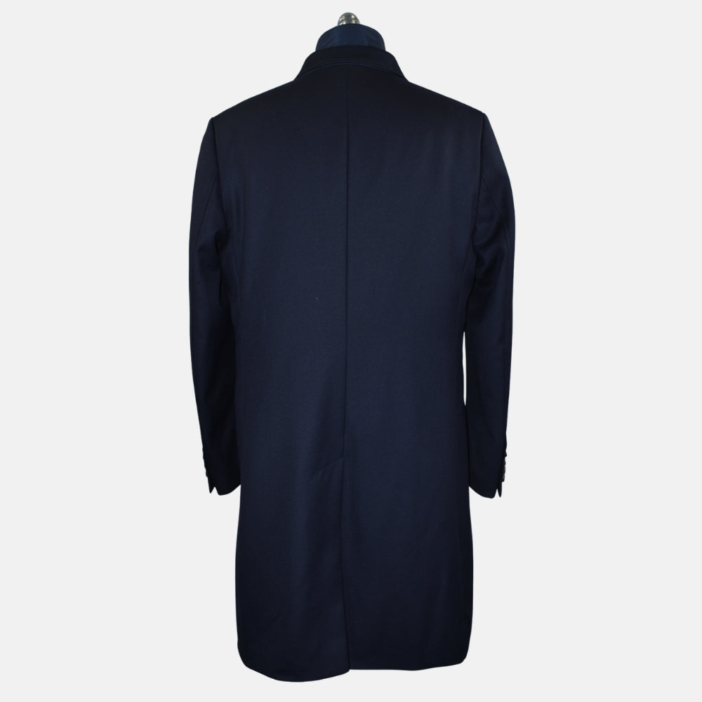 Navy Wool Overcoat with Detachable Quilted Gilet
