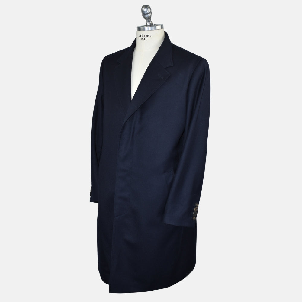 Navy Wool Overcoat with Detachable Quilted Gilet