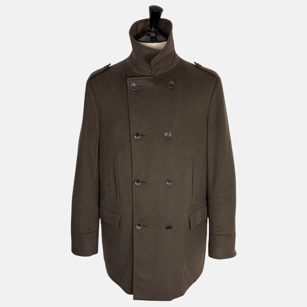 Storm System Cashmere Peacoat with Suede Details