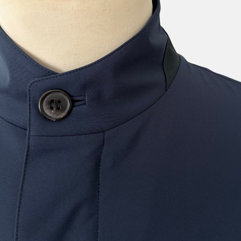 Technical Field Jacket with Leather Details Navy