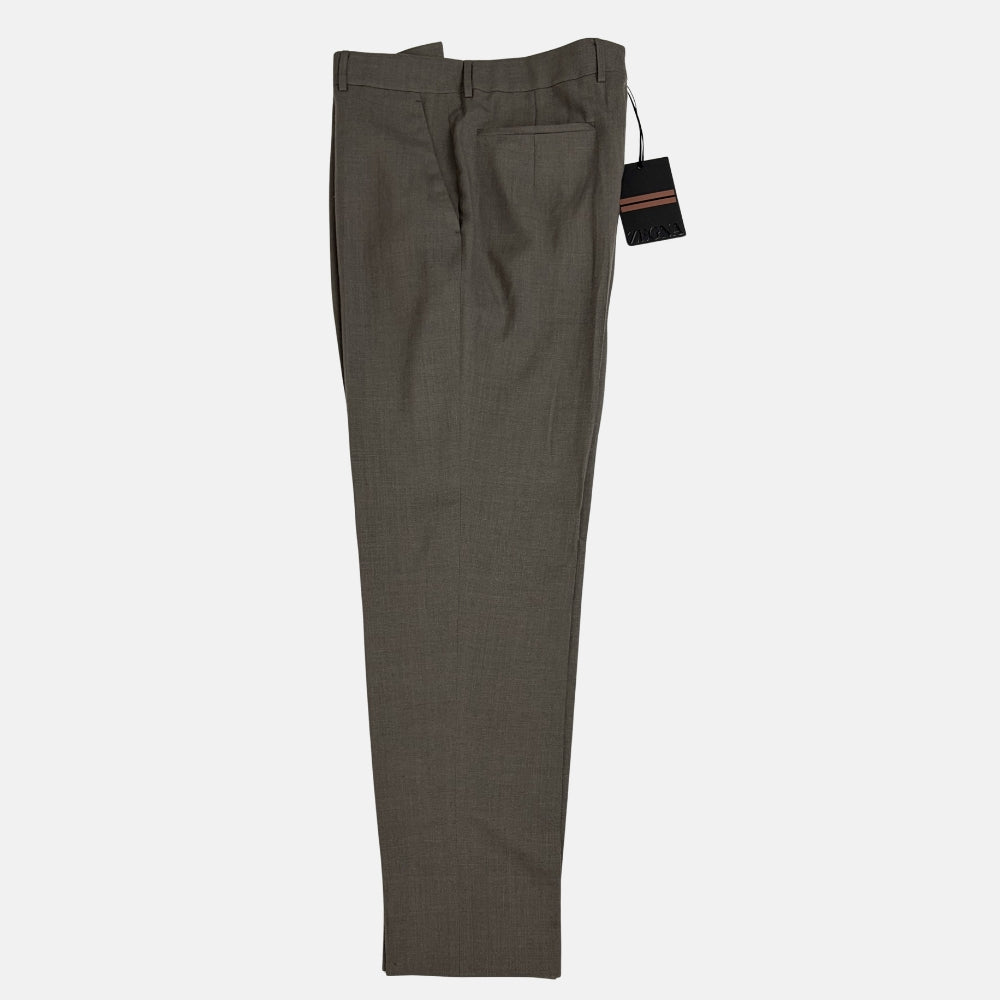 Wool Silk Linen Trousers Taupe