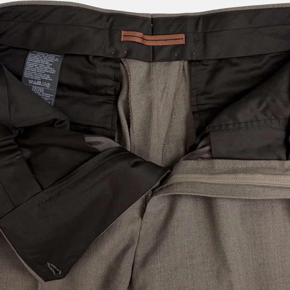 Wool Silk Linen Trousers Taupe