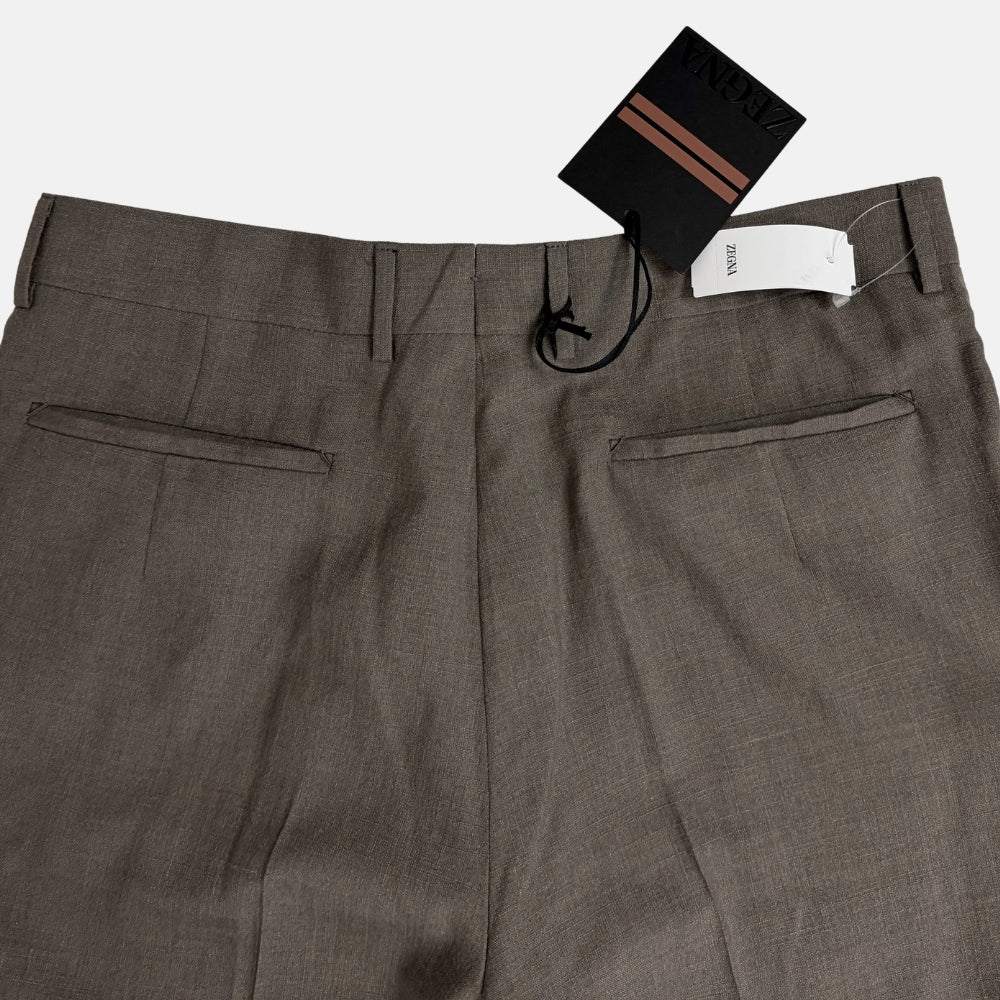 Wool Silk Linen Trousers Taupe