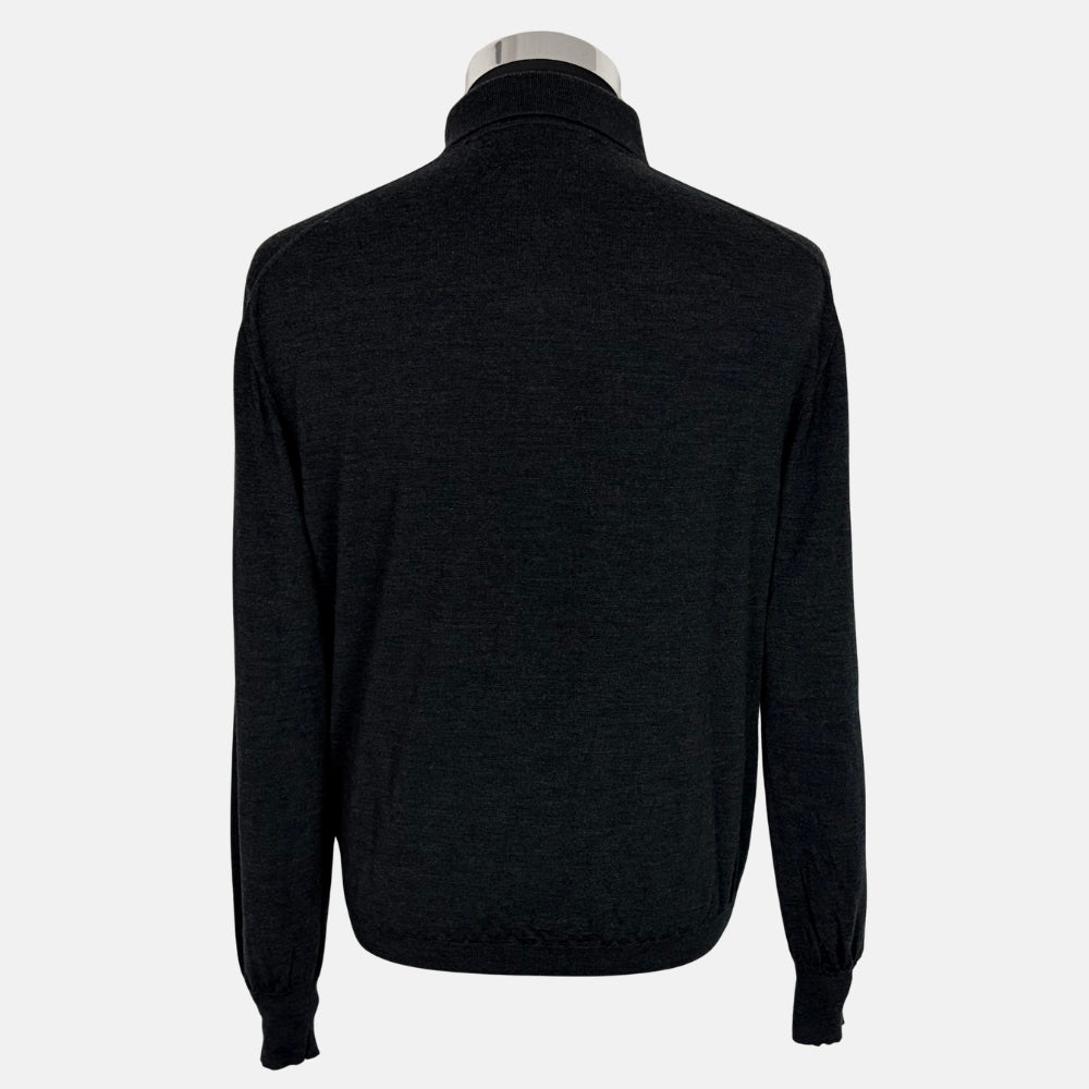 Anthracite Wool Polo Sweater
