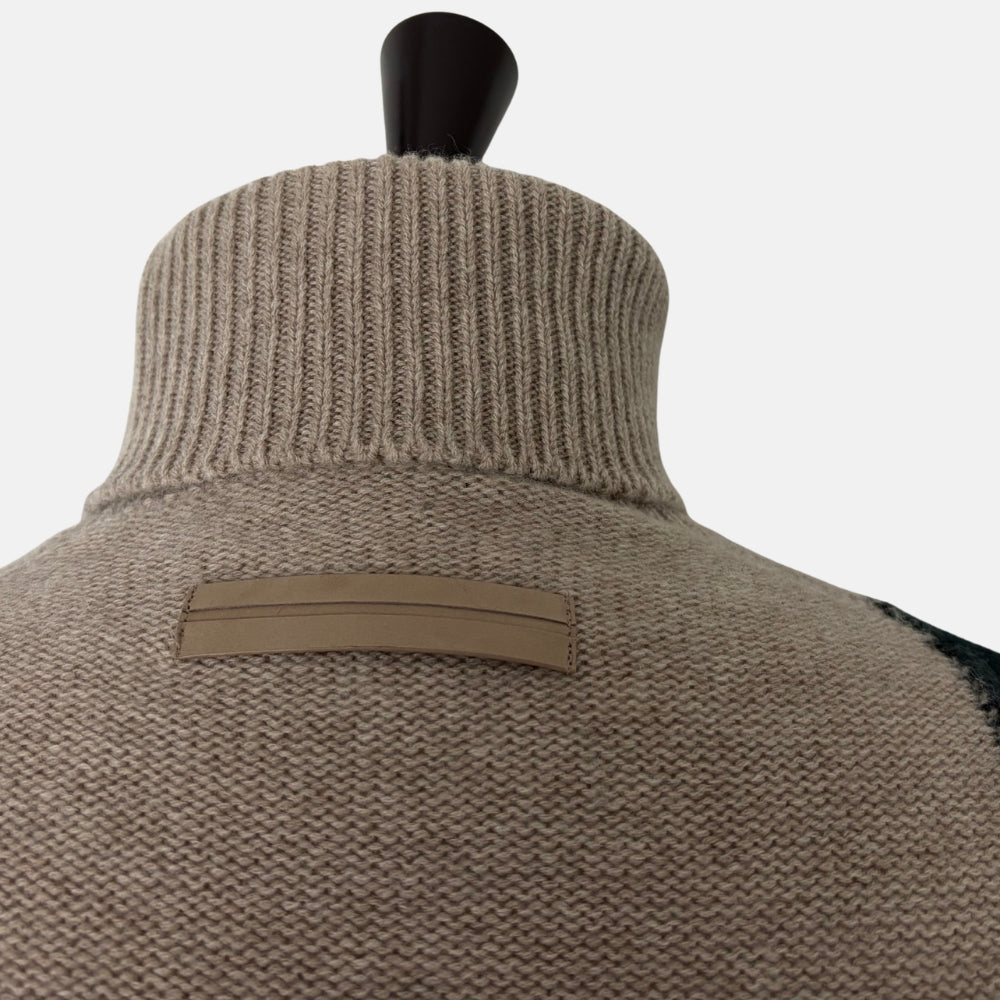 Green-Beige Cashmere Mohair Rollneck