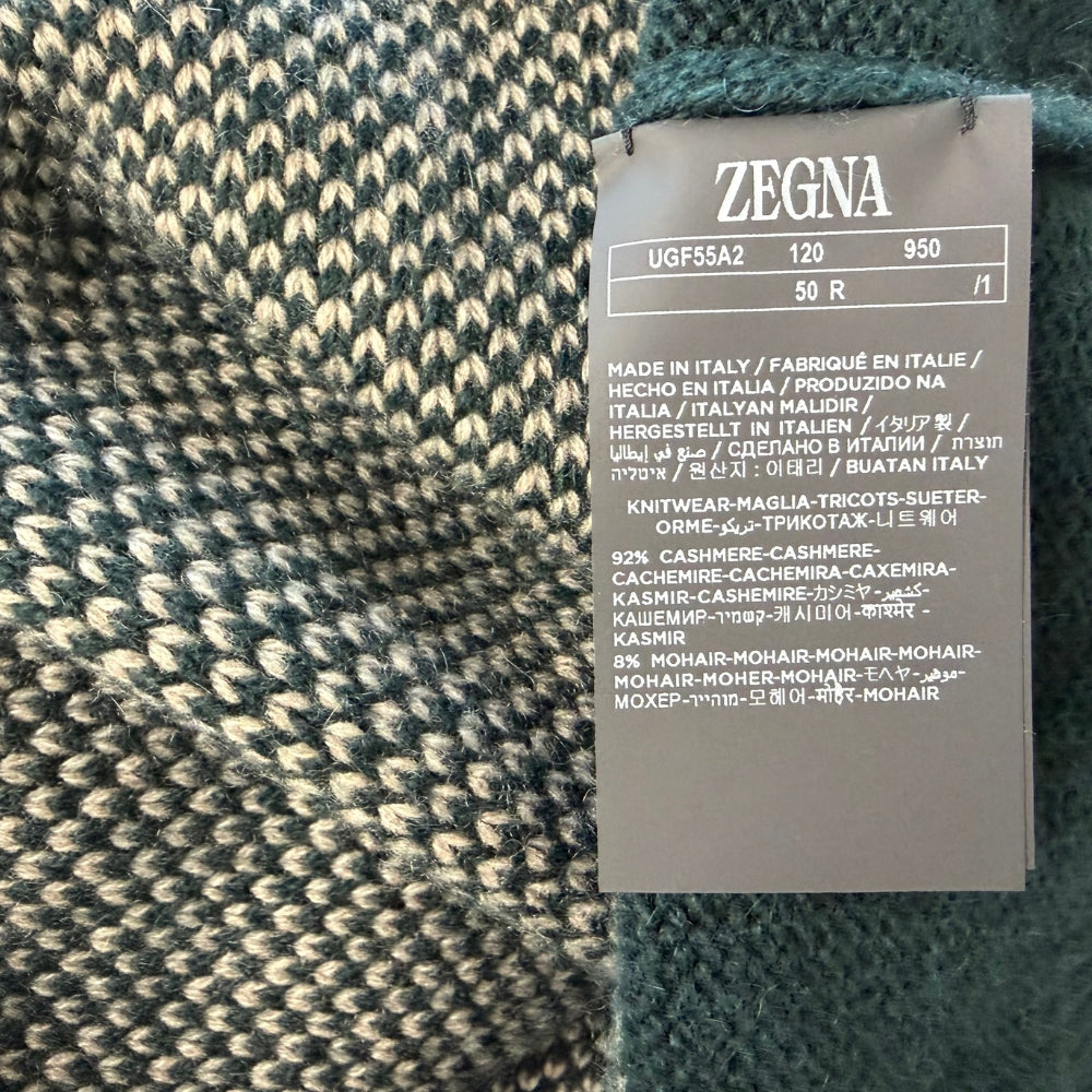Green-Beige Cashmere Mohair Rollneck