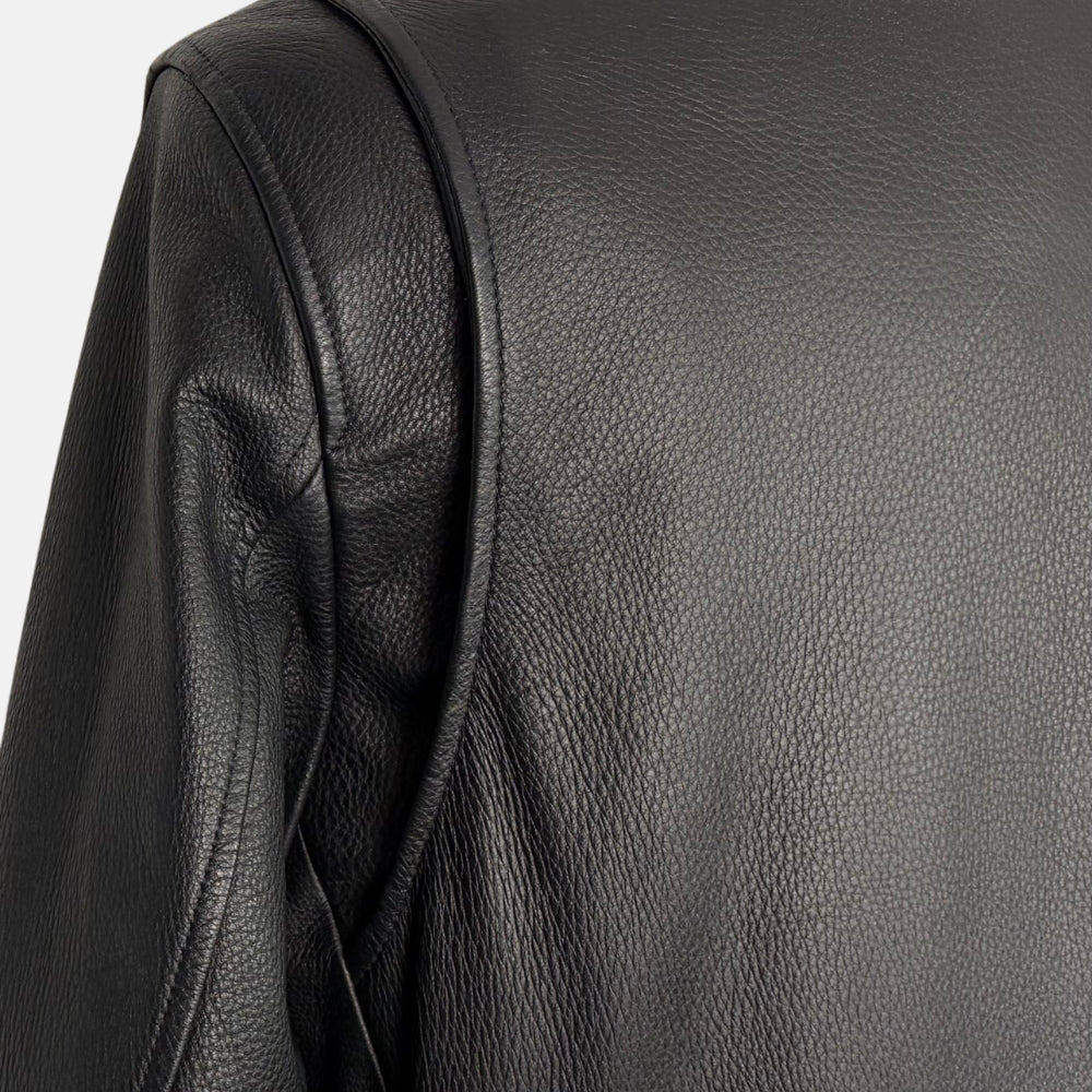 Black Deerskin Jacket with Shearling Collar