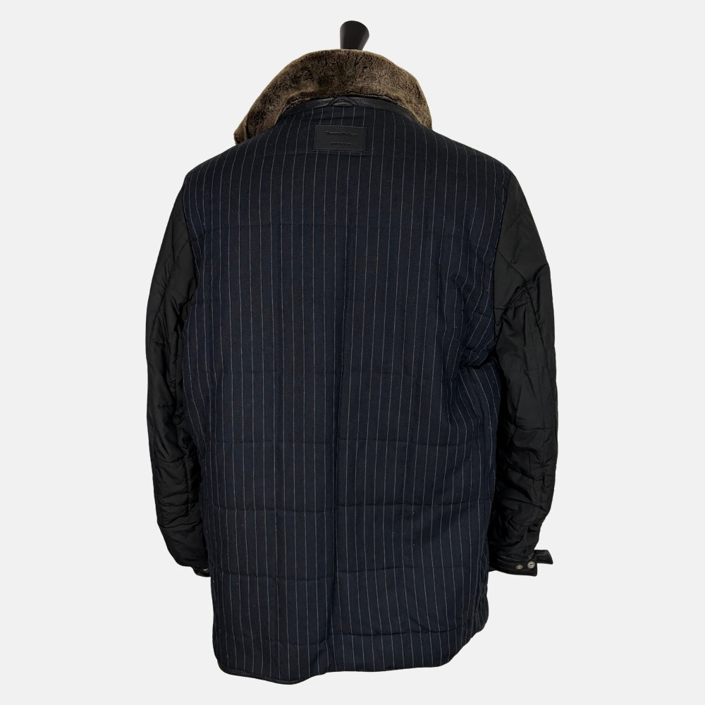 Black Deerskin Jacket with Shearling Collar